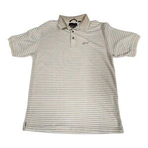 Greg Norman Shark Play Dry Performance Golf Polo Striped Short Sleeve Large